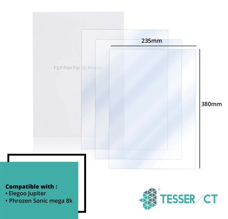 TESSERACT FEP Non Adhesive Transparent Release Film Sheet for MSLA UV Photocuring LCD 3D Printer I Jupiter I Sonic mega 8k Resin 3D Printer SLA DLP 3D Printer Accessories (Qty 1, FEP 380x235x0.15mm) - Image 2