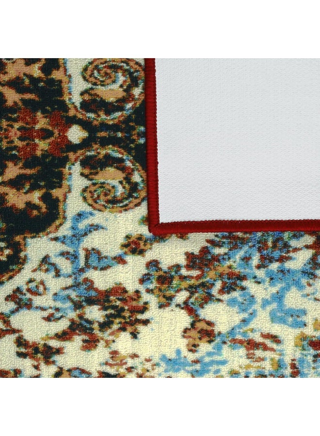 Story@Home Carpet For Bedroom, Area Washable Rugs For Bedroom, Kitchen Rug Moroccan Print (Blue And Cream, 60 X 150 Cm) - Image 3