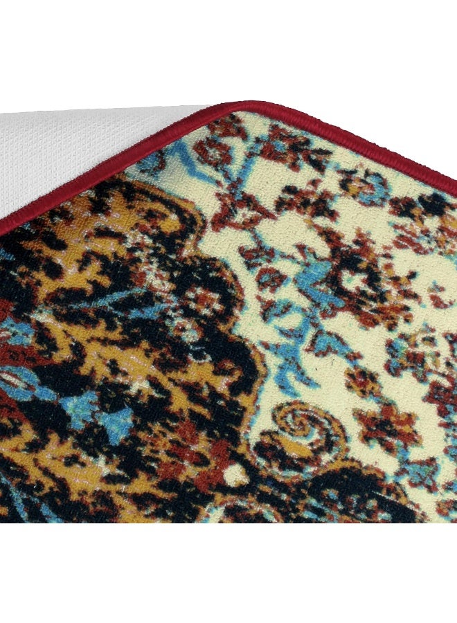 Story@Home Carpet For Bedroom, Area Washable Rugs For Bedroom, Kitchen Rug Moroccan Print (Blue And Cream, 60 X 150 Cm) - Image 5