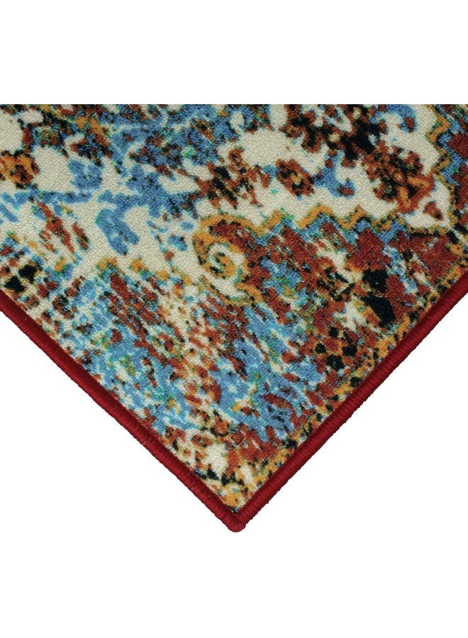 Story@Home Carpet For Bedroom, Area Washable Rugs For Bedroom, Kitchen Rug Moroccan Print (Blue And Cream, 60 X 150 Cm) - Image 4