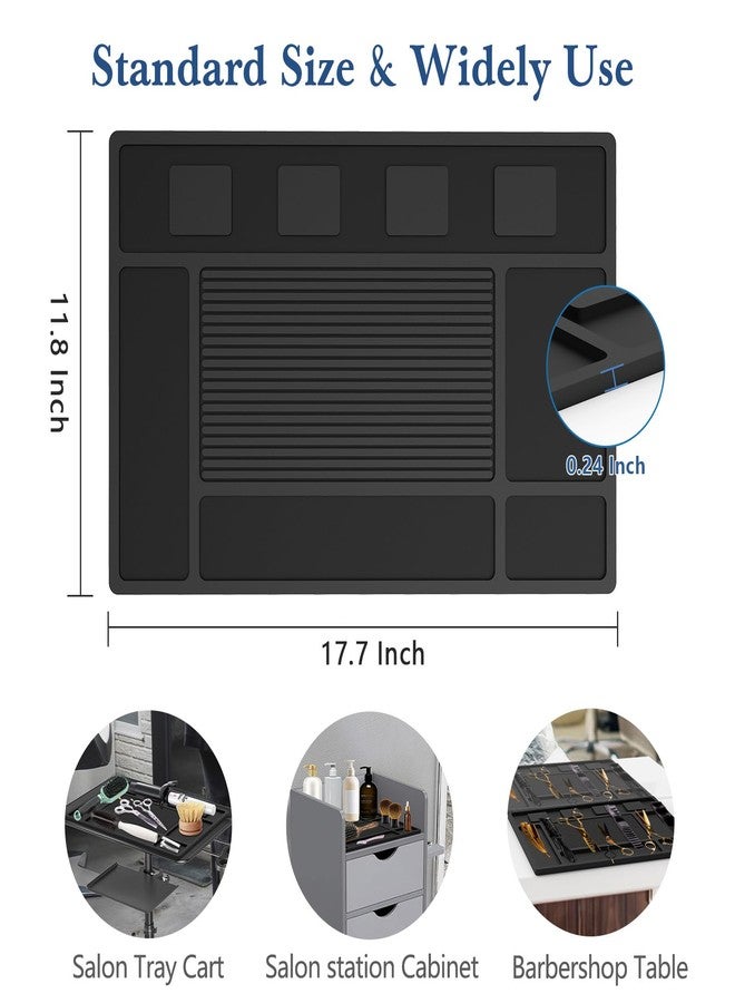 Acfunique Magnetic Barber Mat for Clippers,Station Barber Tool Organizer Mat Rubber for Scissors Salon Barber shop Beauty Tools with 4 Slots Flexible Silicone Barber Pad Non-Slip Professional Barber Accessories - Image 2