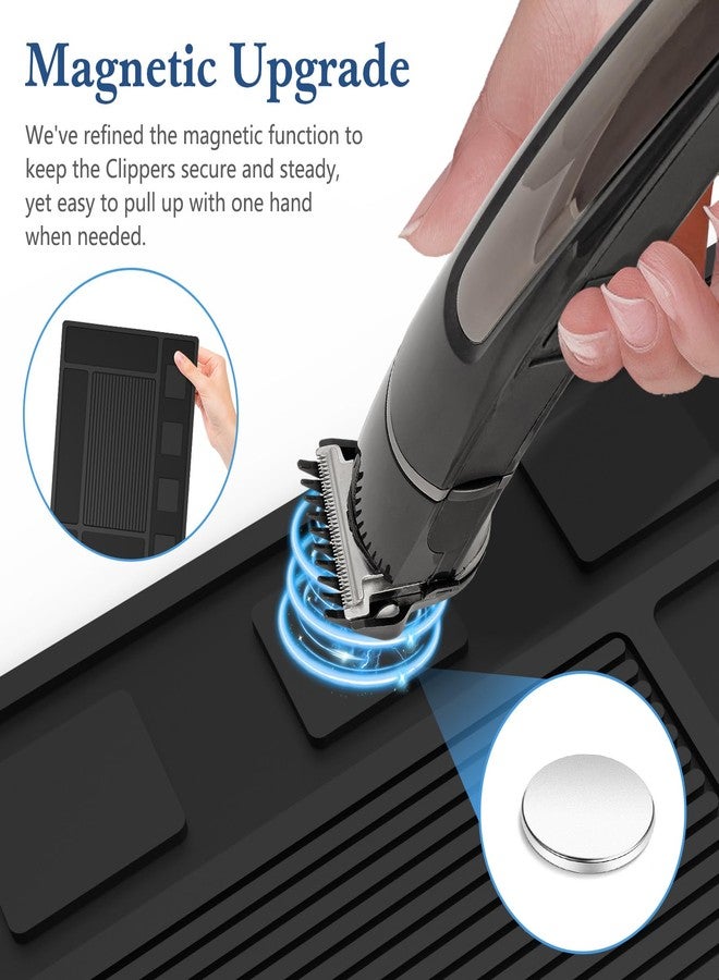 Acfunique Magnetic Barber Mat for Clippers,Station Barber Tool Organizer Mat Rubber for Scissors Salon Barber shop Beauty Tools with 4 Slots Flexible Silicone Barber Pad Non-Slip Professional Barber Accessories - Image 3