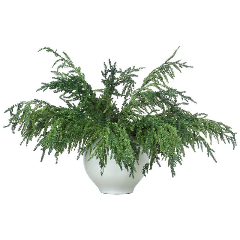 Jutom 12 Pcs 30 Inch Christmas Norfolk Pine Branches Lifelike Bendable NonShedding Greenery Stems Faux Pine Picks for Christmas Mantel Centerpiece Garland Wreath and Holiday Decor
