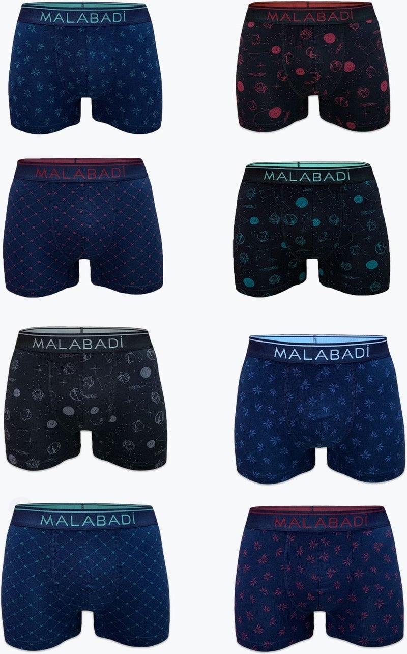Malabadi Men's Patterned 8 Pack Modal Boxer 8 Pieces 8M252  - Image 1