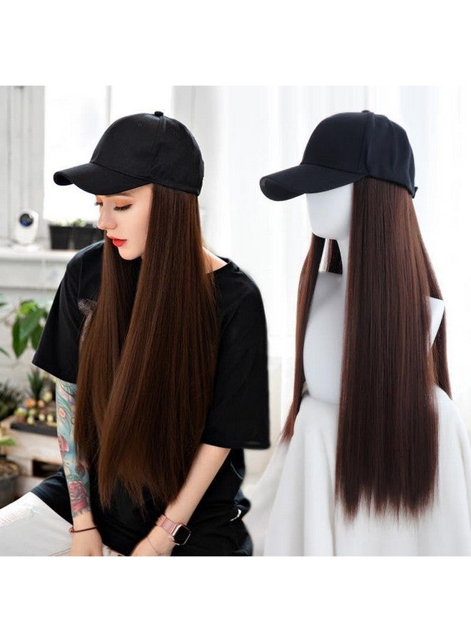 Samyak Long Synthetic Hair Wig with Baseball Cap Hat Straight Curly Hair Extension & Wigs For Women (Straight) - Image 1