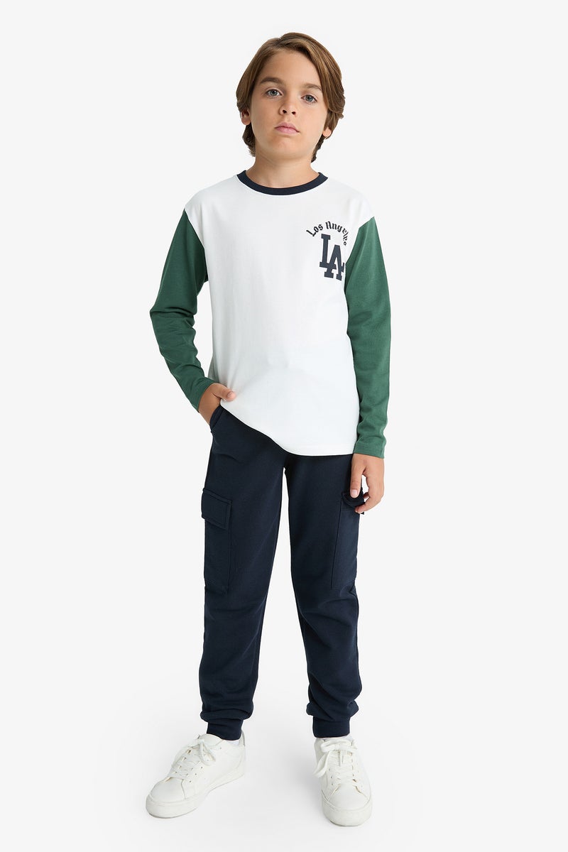 DeFacto White Boy Boy Printed T-Shirt Sweatpants 2 Piece Set Casual - Image 1