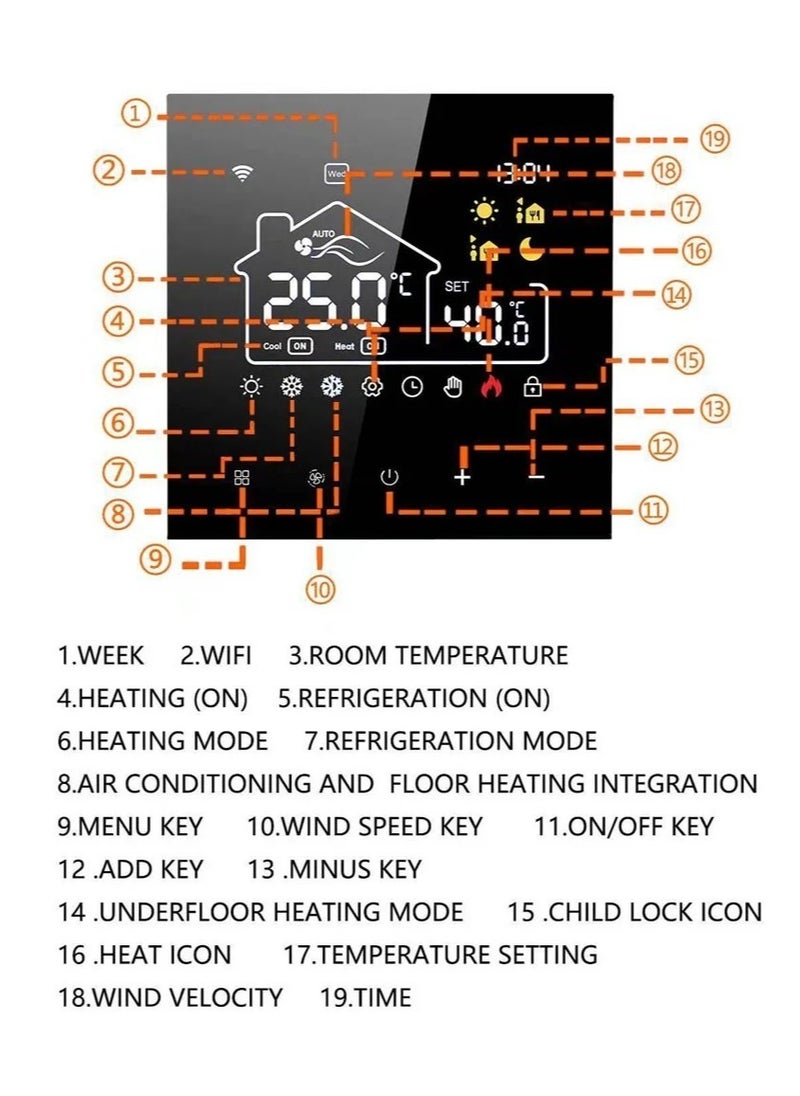 TUYA - Tuya WiFi Indoor Central Air Conditioning Thermostat Floor Heating All-in-One Temperature Regulator Digital Display Intelligent Thermostat Mobile phone APP Control - Image 1