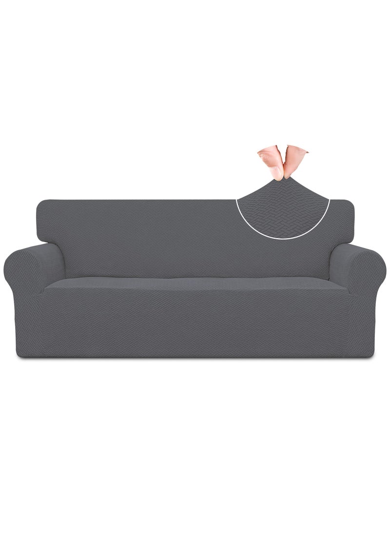 Easy-Going EasyGoing Stretch Jacquard Couch Cover 1Piece Soft Sofa Cover Sofa Slipcover with AntiSlip Foams Washable Furniture Protector for Kids Pets Sofa Gray 