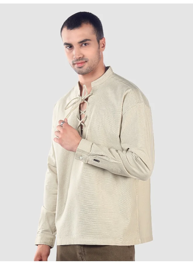 بيونغ Cream Oxford Kurta Shirt