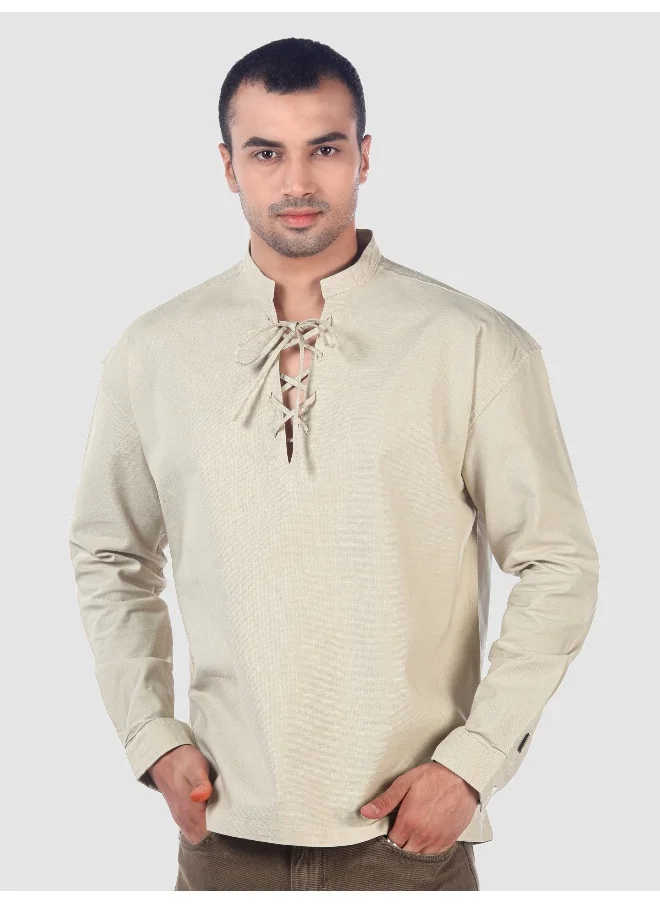 بيونغ Cream Oxford Kurta Shirt