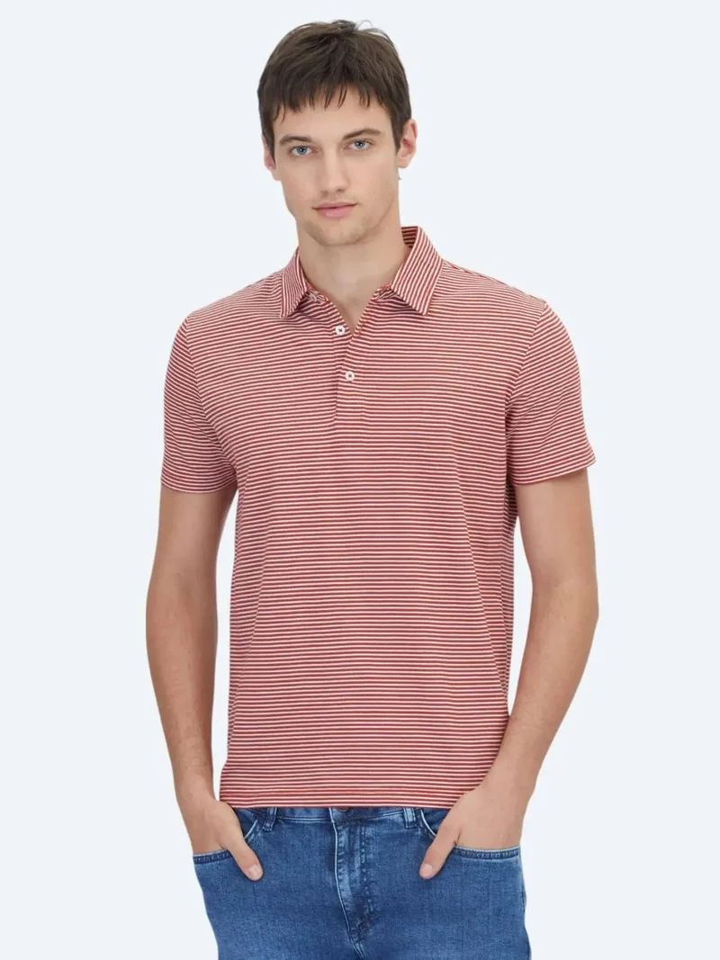 كيب تيشيرت قطني 100% بياقة بولو باللون الأحمر القرميدي