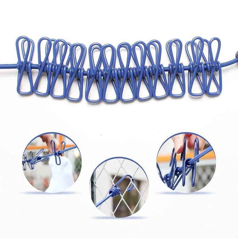 PRITAMA Portable Indoor Drying Rope with 12 Clips and 2 Hooks Durable Windproof and NonSlip Design Outdoor Travel Clothesline Rope Clothes Hanging Hook 2 Meter - Image 5