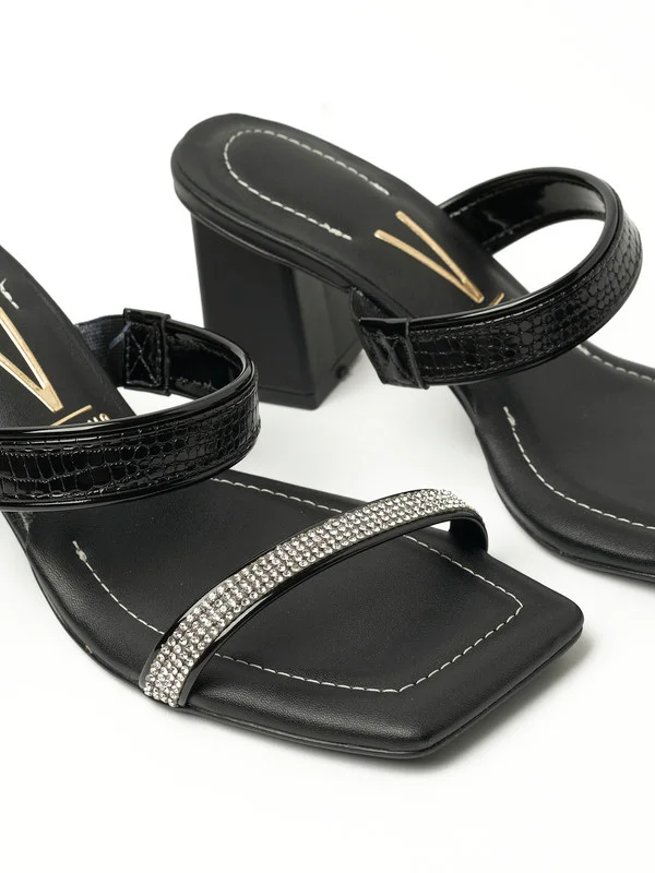 فيزانو Vizzano Ladies Mid Heel Sandals Black | Made In Brazil