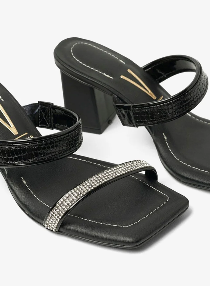 VIZZANO Black Vizzano Ladies Mid Heel Sandals Black | Made In Brazil for Women | Best Price UAE