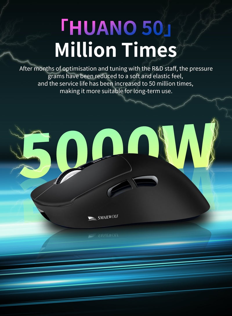 general M6 Lightweight Wireless Gaming Mouse with RGB Magnetic Charging Dock,Tri-Mode-2.4G/USB-C Wired/BT,12K DPI,PAW3311 Optical Sensor,Integrated Digital Display,HUANO Switch, 5 programmable ons for PC/Ma - Image 5