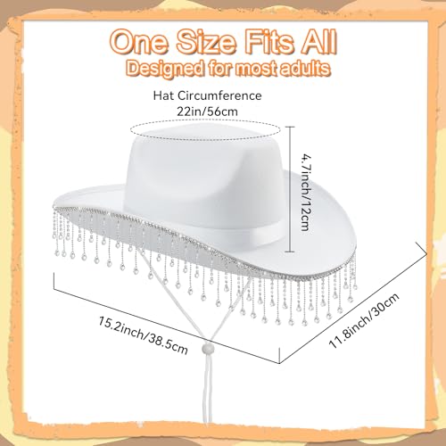 quescu Bridal Cowboy Hat and Veil Bachelorette Party,White Cowgirl Hat Wedding Bridal Shower Decoration (Style 2) - Image 2