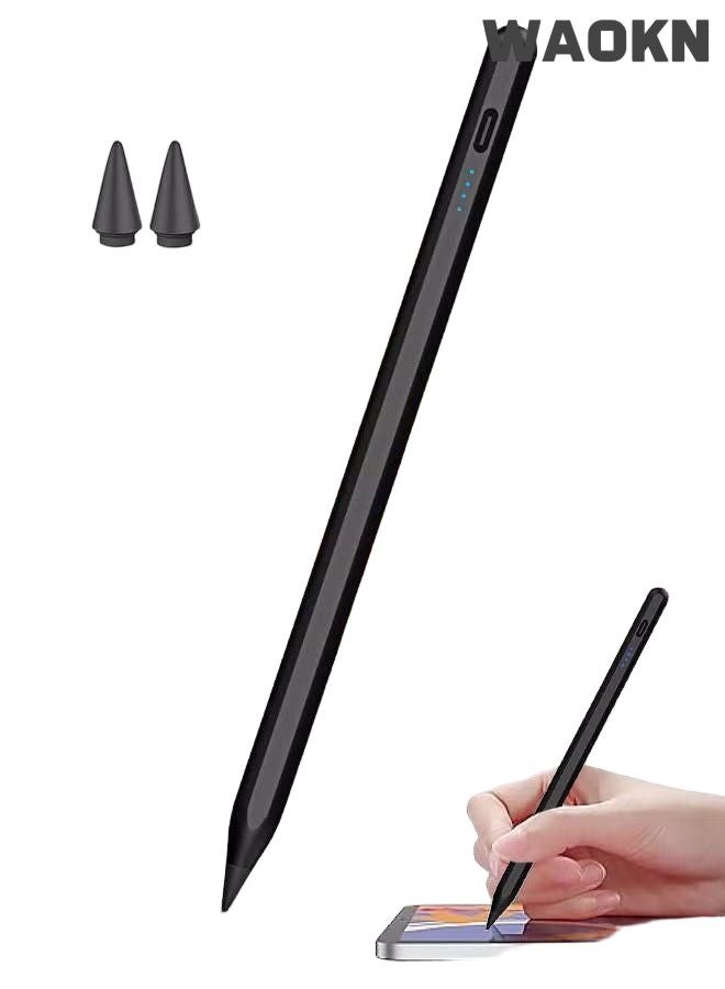 WAOKN Stylus Pen/Apple Pencil for iPad 10/9th Gen, iPad Pen Compatible with (2018-2025) Apple iPad Pro 11 & 12.9 inch, iPad Mini 6th/5th Gen, iPad Air 3/4/5, iPad 6/7/8th Gen for Writing/Drawing,With Fast Charging & Palm Rejection For Apple iPad 2018 and Later , Black(Not Applicable to all Android Devices such as Samsung, Huawei, Xiaomi) - Image 1
