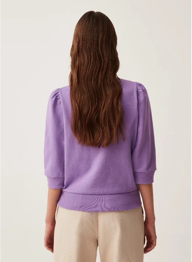 او في اس Round-neck sweatshirt with crochet insert