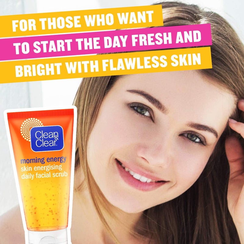 Clean & Clear Daily Face Scrub, Morning Energy, Skin Energising, Enriched with vitamin C and ginseng extracts, gently cleanses by removing dirt, oil and impurities, 150ml - Image 2