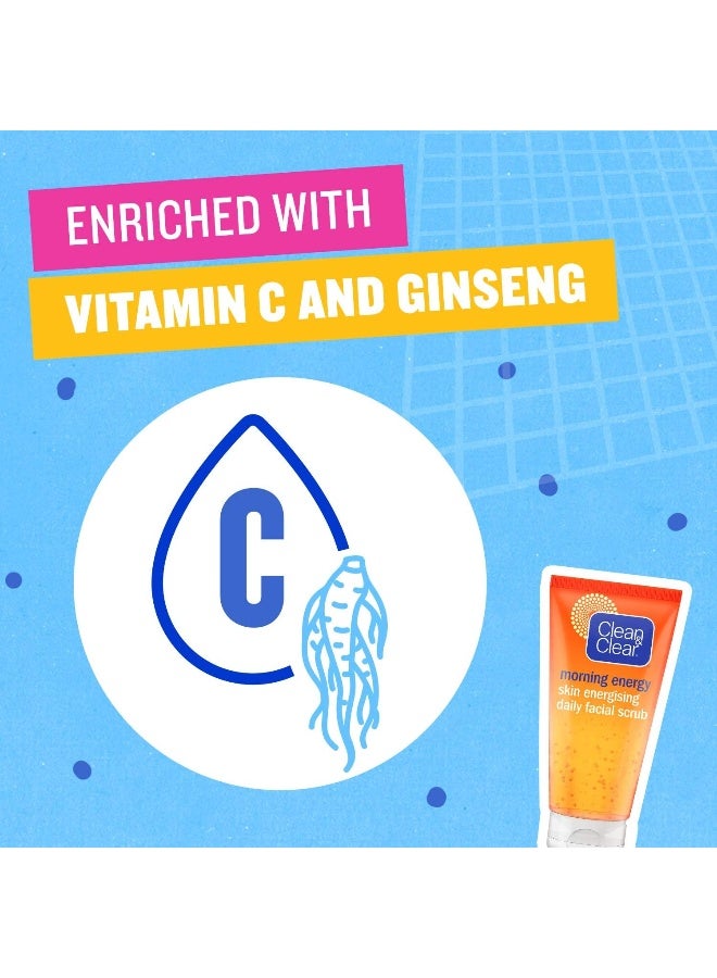 Clean & Clear Daily Face Scrub, Morning Energy, Skin Energising, Enriched with vitamin C and ginseng extracts, gently cleanses by removing dirt, oil and impurities, 150ml - Image 3