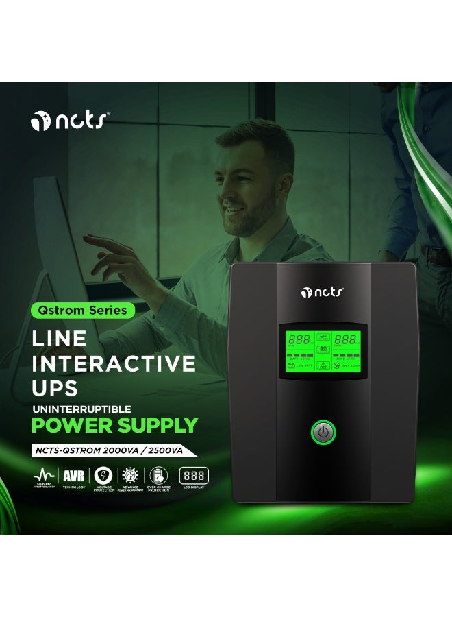 NCTS Line Interactive UPS NCTS QSTROM SERIES 2000VA Voltage Input 220V Buck Up AVR Voltage Stabilization Fast Transfer Reliable Buck Up for Home & Office Equipment - Image 4
