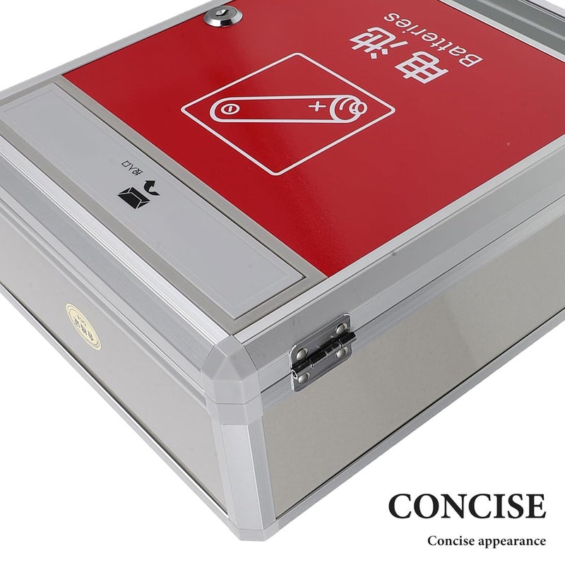 Community Used Battery Recycling Bin, Wall-Mounted Aluminum Frame Cabinet with Lock & Keys, Public Collection Box for Homes, Schools & Offices - Image 3