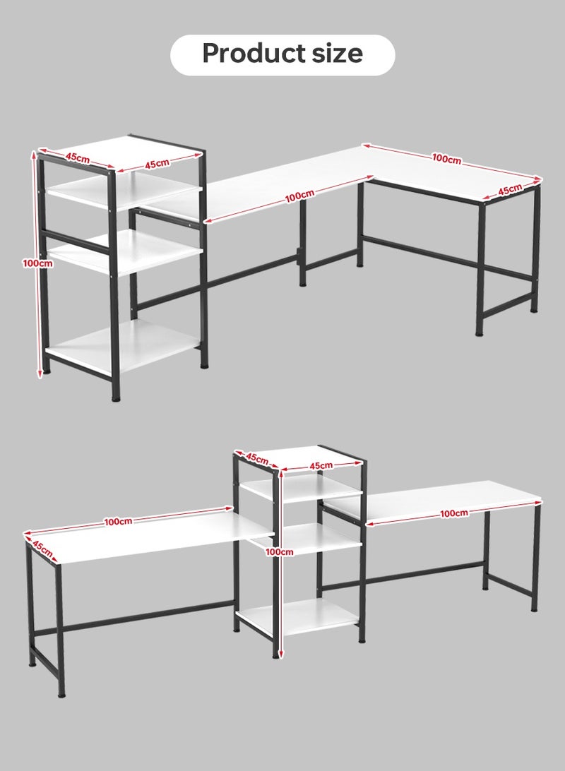 Canadel Gaming table with 4-tier shelf and willow wood texture desktop, computer desk with L-shaped or straight assembly, for Home Office, Game Room and Study - Image 2