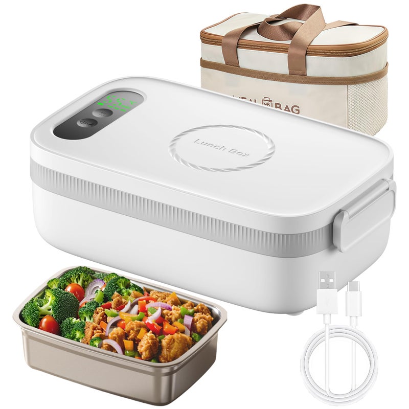 AmaCielo Cordless Electric Lunch Box, 14000mAh Rechargeable Heating Lunch Box with Large Bag for Adults, 1L Portable Self-Heating Food Warmer for Work, Office, Car, Travel, Picnic & Outdoor - Image 1