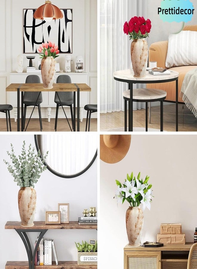 Prettidecor مزهرية سيراميك ريفية من بريتيديكور، مقاس 9.5 بوصة، مثالية لتزيين المنزل، غرفة المعيشة، الرفوف، الموقد، طاولة الطعام، أو حتى المكتب. - Image 4