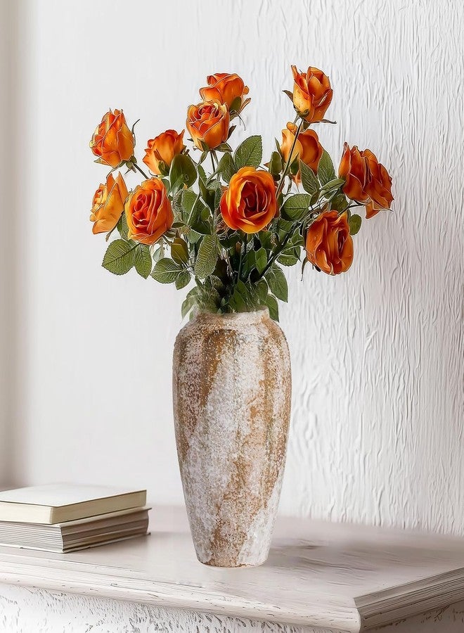 Prettidecor مزهرية سيراميك ريفية من بريتيديكور، مقاس 9.5 بوصة، مثالية لتزيين المنزل، غرفة المعيشة، الرفوف، الموقد، طاولة الطعام، أو حتى المكتب. - Image 2
