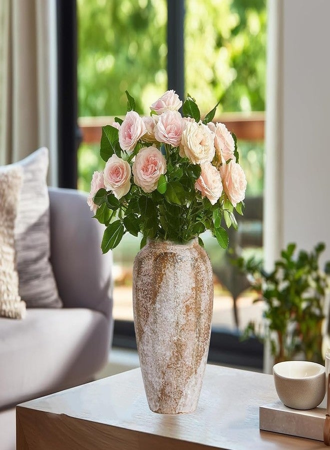 Prettidecor مزهرية سيراميك ريفية من بريتيديكور، مقاس 9.5 بوصة، مثالية لتزيين المنزل، غرفة المعيشة، الرفوف، الموقد، طاولة الطعام، أو حتى المكتب. - Image 1