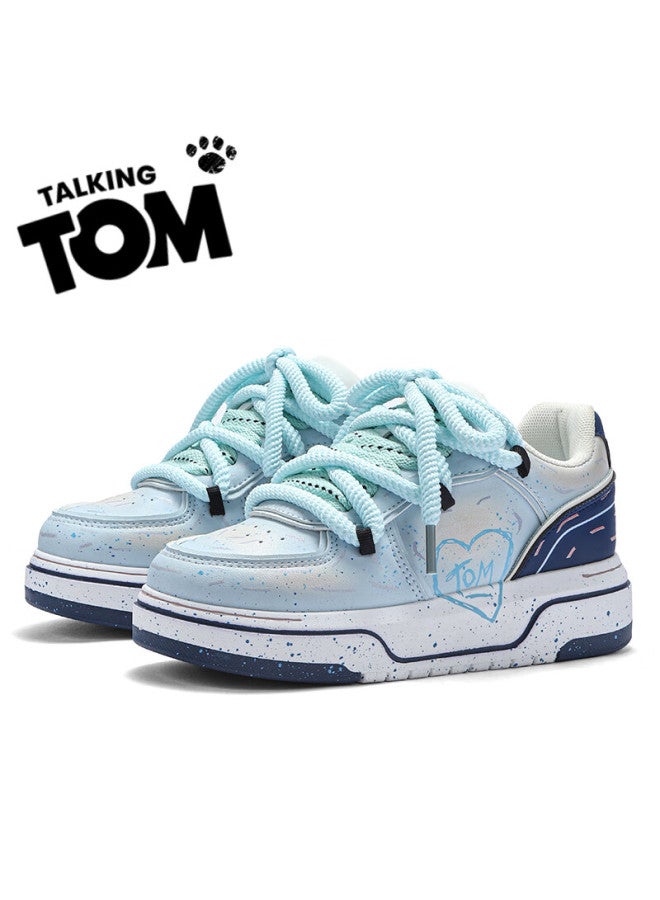 Talking Tom Men's Shoes, Stylish Graffiti Thick-soled Bread Shoes, Casual Versatile Couple Shoes For Men And Women, Mint Blue, Size 42 - Image 4