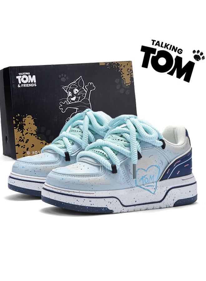 Talking Tom Men's Shoes, Stylish Graffiti Thick-soled Bread Shoes, Casual Versatile Couple Shoes For Men And Women, Mint Blue, Size 42 - Image 1