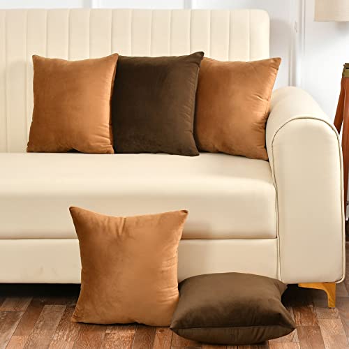 Yellow Weaves Soft Velvet Fabric Cushion Cover 24 X 24 Inches, Set of 5, (Multi 10), 250 TC - Image 1