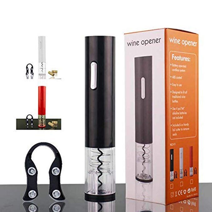 WINE BOTTLE OPENER WITH REMOVABLE FOIL CUTTER FOR RUBBERPLASTIC CORKSLARGE FORMAT BOTTLES AUTOMATIC WINE OPENER CORKSCREW WITH FOIL CUTTER REUSABLE WINE OPENER GIFT FOR WAITER WOMEN IN HOME KITCHEN PARTY BAR OUTDOOR