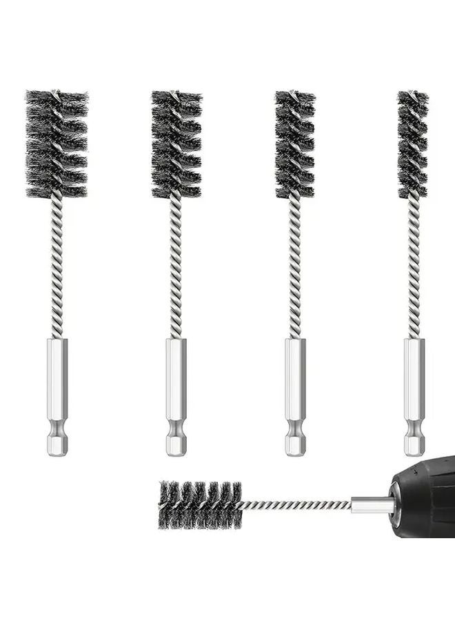 4 Piece Stainless Steel Wire Brush Set Hex Handle Heavy Duty Cleaning Kit - Image 2
