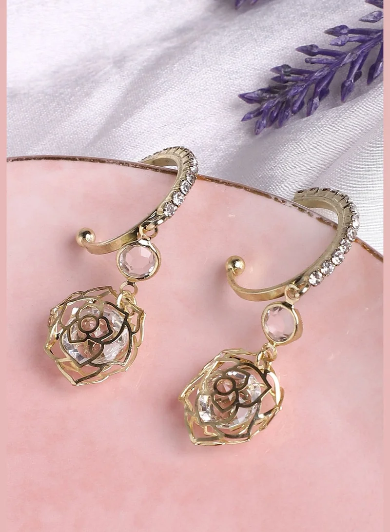SOHI Gold Plated Designer Stone Party Drop Earring For Women