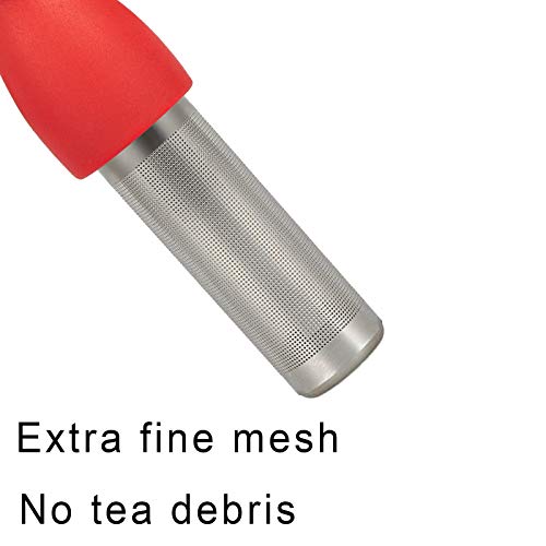 Leden Tea Infuser Cute Tea Strainer for Loose Tea Stainless Steel Fine Mesh Tea Ball Steeper with Silicone Lid for Mug and Cup, Red - Image 3