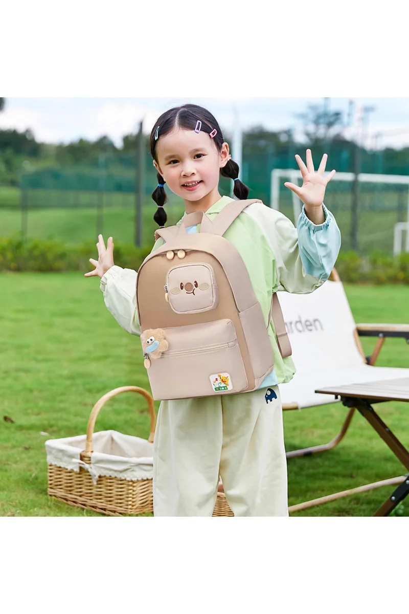 Sun Eight Premium 14-inch Light Weight Kids Backpack Water Resistant Multifunctional School Backpack for Girls and Boys, SE2212, Milk Coffee
