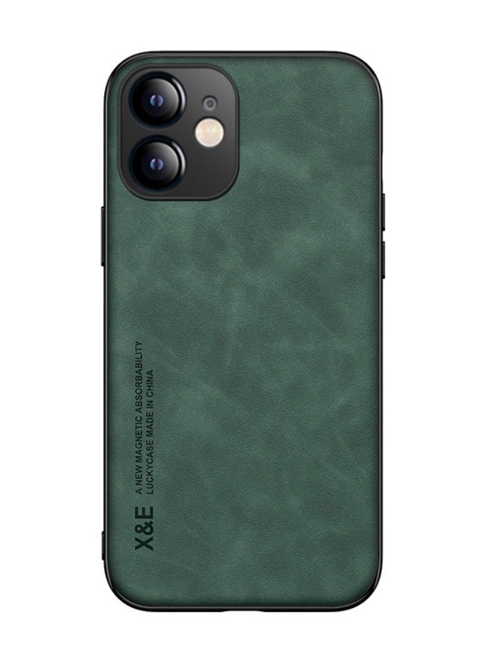 Color Fans Case for iPhone 12 6.1 inch Cover Bumper Built-in Metal Plate Green 