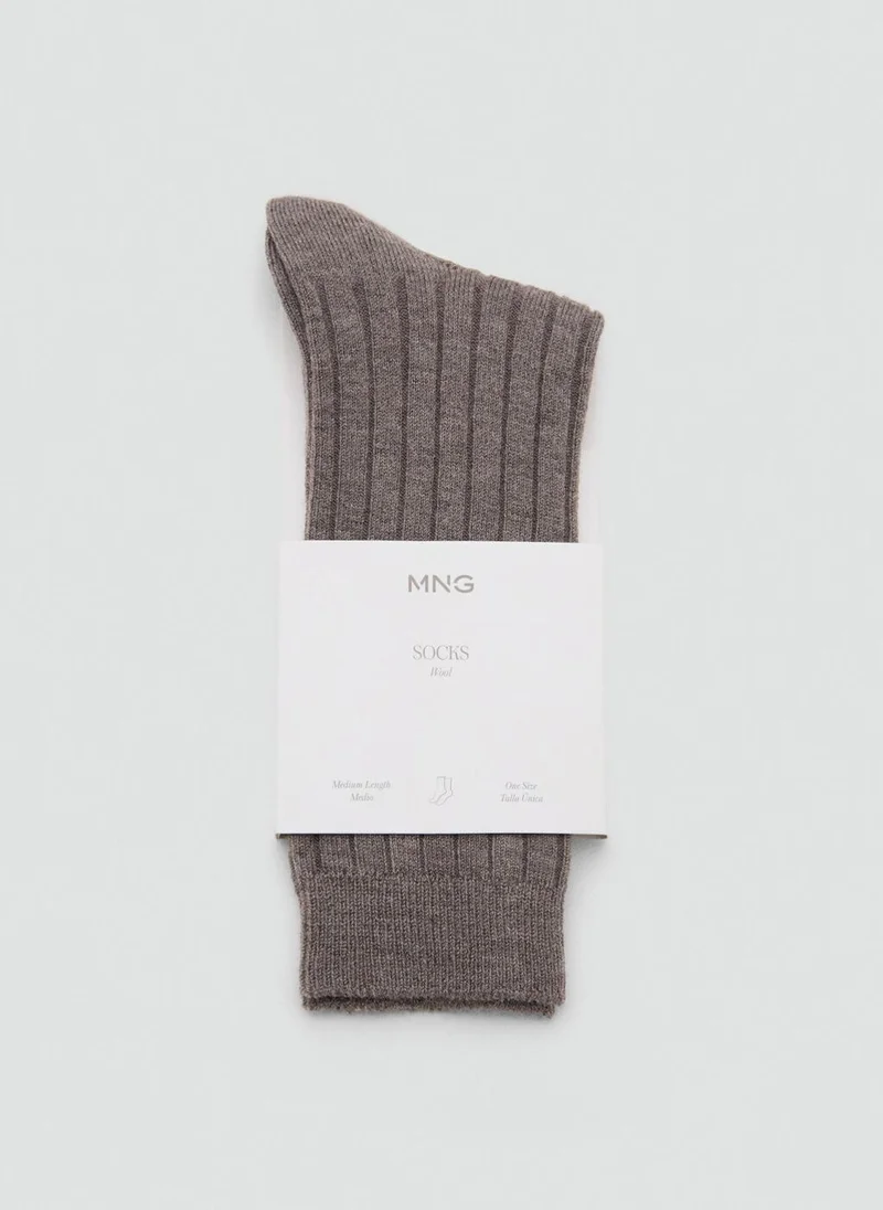 MANGO Ribbed wool blend socks