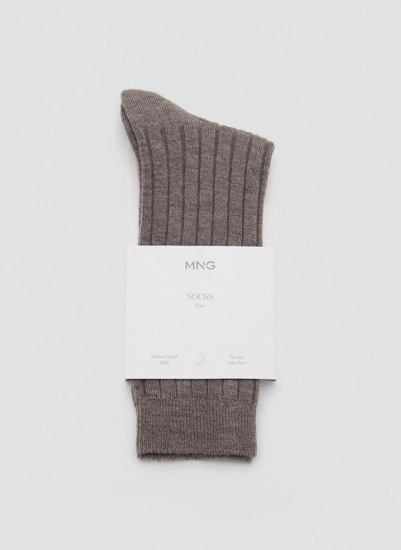 MANGO Ribbed wool blend socks - Image 2