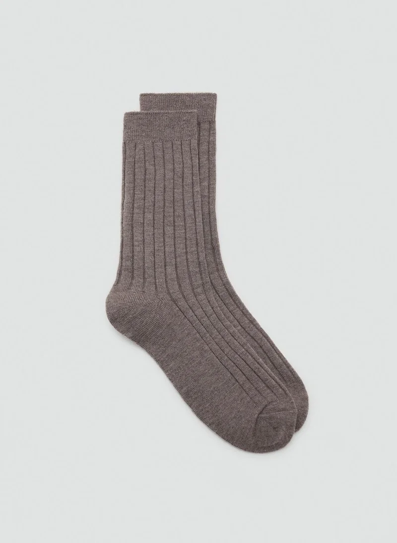 MANGO Ribbed wool blend socks