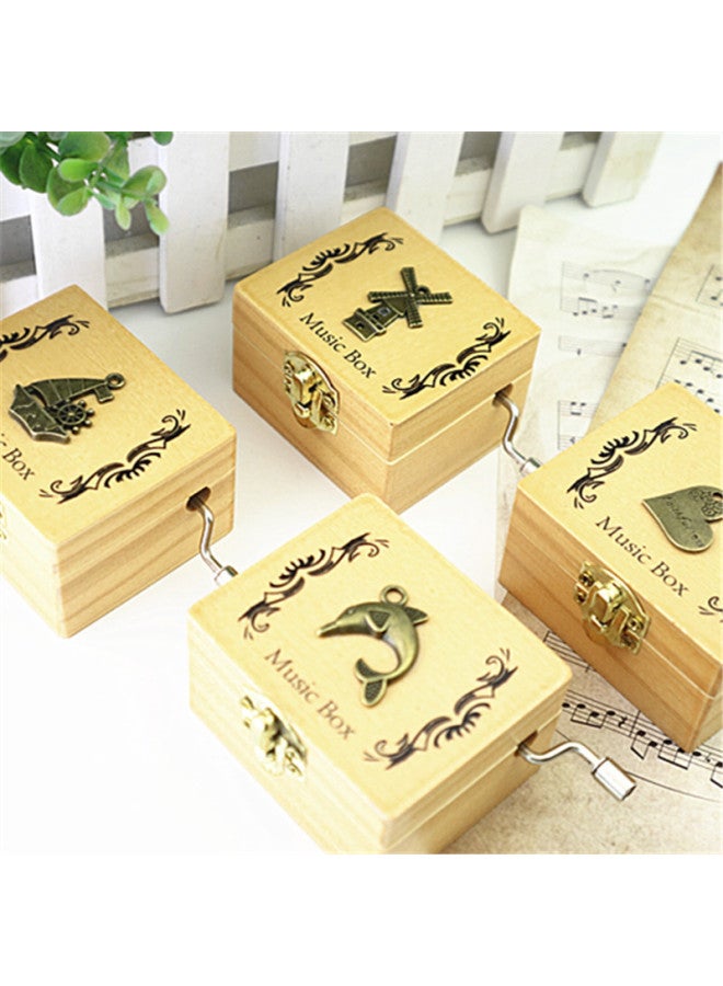 Vintage Small Patch Music Box Metal Wooden Hand Music Box Cute Gift Student Gift Wholesale-Color:Free Hot Air Balloon  - Image 4