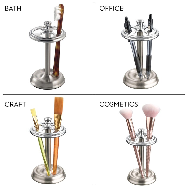 InterDesign iDesign Steel Toothbrush Holder Stand The York Collection - Four Divided Compartments, 3.25” x 3.25” x 5.75”, Split Finish - Image 3
