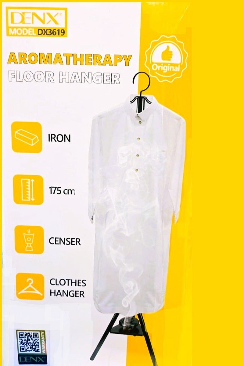 Denx Incense burner and hanger with holes for steaming clothes and a multi-use hanger with an elegant 2-in-1 design, height 175 cm - Image 1