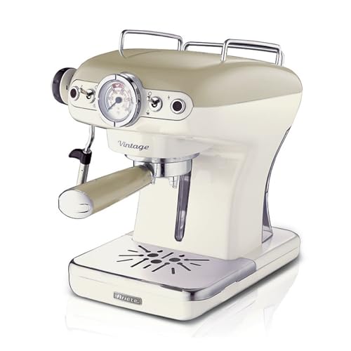 Ariete 1389 Vintage Espresso Coffee Machine | 15 Bar Pressure Coffee Maker | Cappuccino & Latte Maker with Milk Frother | Italian Design by De’Longhi | Home & Office Use (Beige) - Image 1
