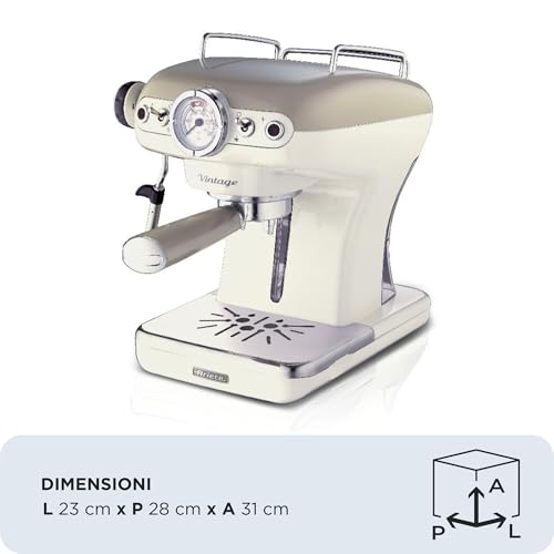 Ariete 1389 Vintage Espresso Coffee Machine | 15 Bar Pressure Coffee Maker | Cappuccino & Latte Maker with Milk Frother | Italian Design by De’Longhi | Home & Office Use (Beige) - Image 2