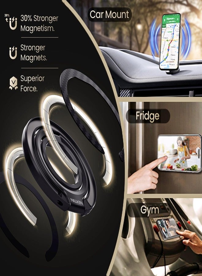 Nillkin MagSafe Phone Grip Ring Holder for Double Sided Magnet for Phone Case, Carbon Fiber, Magnetic Phone Ring Holder with Stand for iPhone 17/16/Pixel Snap Grip, MagSafe Ring Stand, Phone Kickstand - Image 4