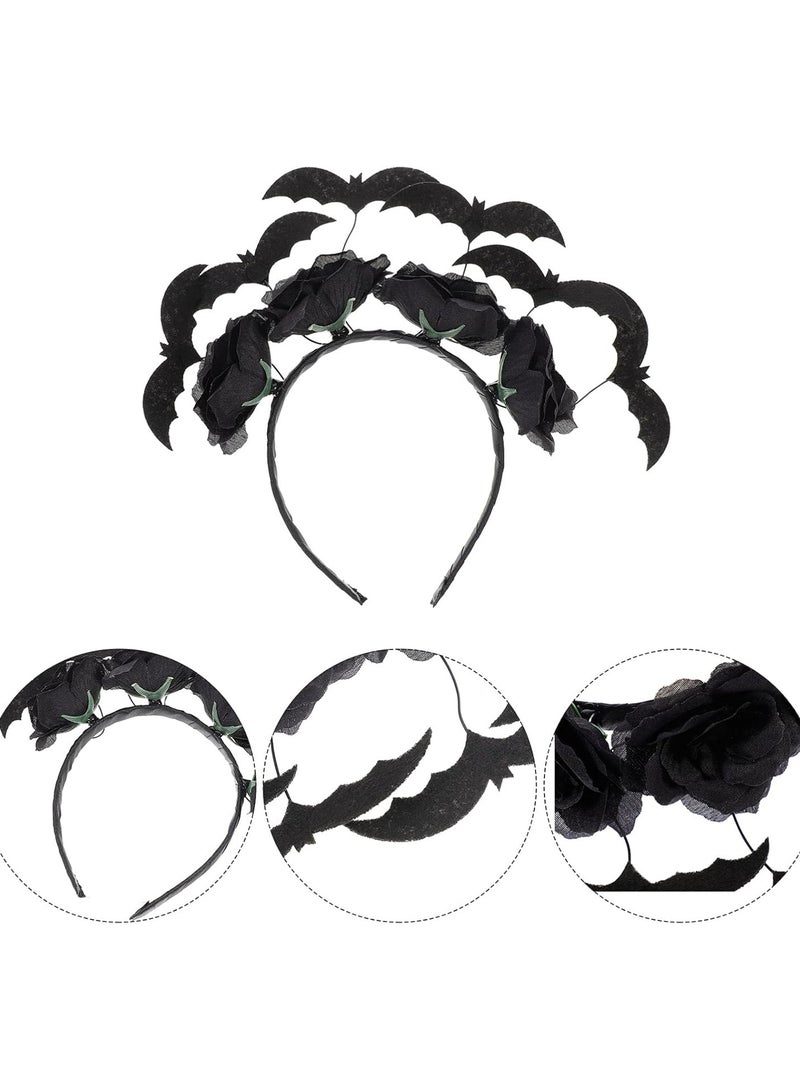 GGOOT Halloween Headbands Hair Hoop Black Flower Bat Head Band Bat Headdress Halloween Masquerade Party Cosplay Props Headwear  - Image 4